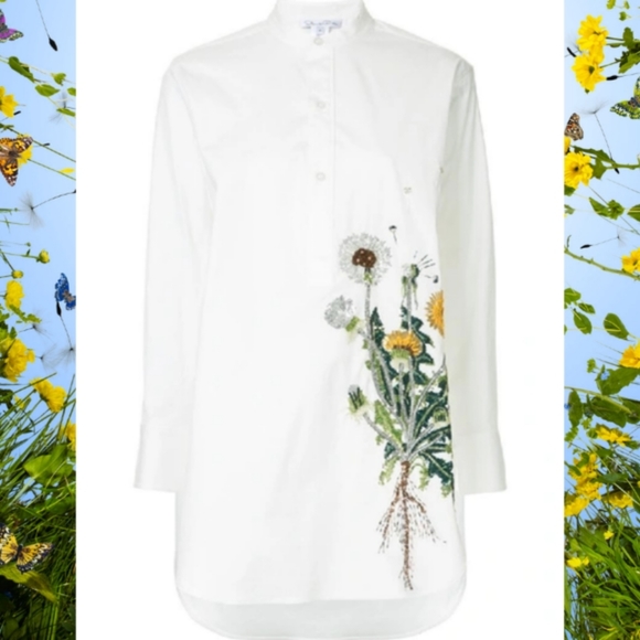 ^$1990 NEW OSCAR DE LA RENTA  DANDELION BOYFREIND RUNWAY BLOUSE US XL 14 - Picture 3 of 14